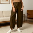 thumbnail image 6 of Lmueinov 2026 Women's High Waist Button Zip Fly Wide Leg Pants, 100% Cotton Soft Breathable Casual Straight Leg Office Trousers with Side Pockets S-3XL, 6 of 7