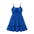 thumbnail image 6 of Hduncf Corset Mini Dresses for Women Trendy Summer Cute Spaghetti Strap Flowy Tiered Ruffle Dress Solid Color Sleeveless Sundress Blue L, 6 of 6