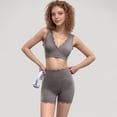 thumbnail image 4 of Women's Scalloped High Waist Athletic Shorts with Soft Stretch Fabric and Seamless Waistband - Small, Gray, 4 of 5