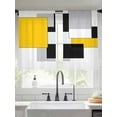 thumbnail image 2 of Yellow Black White Geometric Sheer Curtains 45 Inch Long 2 Panels, Modern Abstract Art Color Block Light Filtering Rod Pocket Semi Sheer Curtains, Sheer Voile Drapes for Living Room Bedroom, 52"x45", 2 of 5