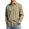 thumbnail image 3 of GrmtClth Mens Dress Shirts Solid Tone Long Sleeve Wrinkle Free Collared Button Down Regular Fit Comfort Business Casual Tops Khaki 3XL, 3 of 7