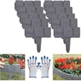 thumbnail image 1 of 10-Pack Imitation Stone Garden Fence Plastic Retaining Edging Border Grey Cobbled Effect Landscape Decor Interlocking Decorative Panels Flower Bed Path Lawn Outdoor Picket Yard Grass Edge (Gray), 1 of 7
