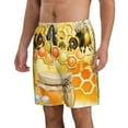 thumbnail image 2 of Kll Honey Bee Men'S Casual Summer Beach Shorts Hawaiian Shorts With Pockets-Medium, 2 of 9