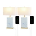 thumbnail image 6 of JONATHAN Y Chloe 24.5" Modern Coastal Iron/Marbled Ceramic LED Table Lamp with USB Charging Port, Blue/White (Set of 2), JYL1140A-SET2, 6 of 7