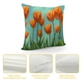 thumbnail image 4 of JEUXUS Pillow Case Short Plush Pillowcase Orange Flower Tulip Painting Teal and Orange Picture White, 4 of 5