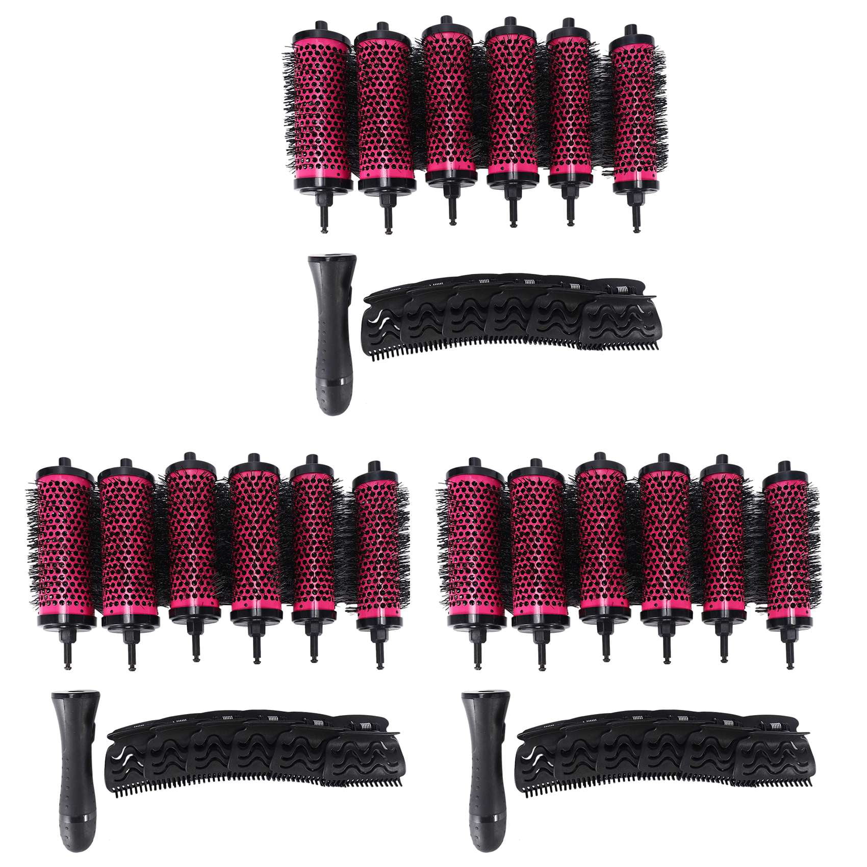 18Pcs 3 Sizes Detachable Handle Hair Roller Brush with Positioning