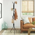 thumbnail image 3 of HONEIER 9 Hooks Coat Rack Stand Simple Freestanding Standing Coat and Hat Hanger Organizer Rack, Black, White, 3 of 9