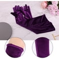 thumbnail image 3 of Long Velvet Elbow Length Opera Gloves for Women Halloween Cosplay Party (Purple), 3 of 6