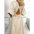 thumbnail image 6 of Women'S V Neck Short Puff Sleeve A Line Midi Dress Color L, 6 of 8