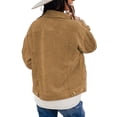 thumbnail image 3 of Chaquetas de pana para mujer, abrigos cómodos informales de manga larga, Tops para mujer, prendas de vestir con solapa y botones, S-3XL, 3 of 3