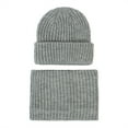 thumbnail image 2 of LYHaoo Toddler Kids Boys Girls Beaniess Hat Scarf Set Winter Warm Cute Solid Knit Cap Neck Warmer Knit Caps,Gray, 2 of 4