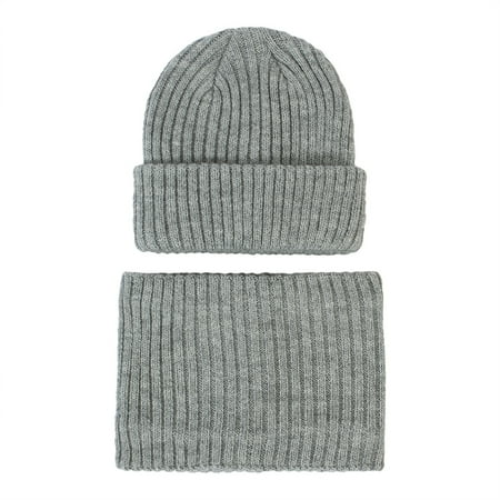 

Toddler Kids Boys Girls Beaniess Hat Scarf Set Winter Warm Cute Solid Knit Cap Fleece Neck Warmer