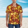 thumbnail image 4 of Daiia Autumn Mosaic Maple Leaves Hawaiian Shirt for Men Gentle Cotton Regular Short Sleeve Casual-XX-Large, 4 of 9