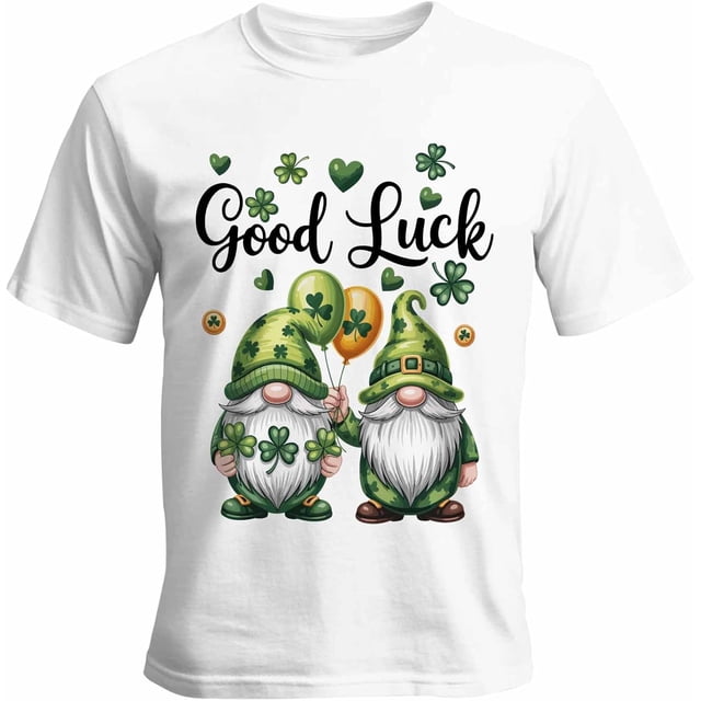 Mens T Shirts St. Patrick's Day Gnome Shamrock Short Sleeve Casual Men's Tee Tops Graphic T-Shirts for Teen Boys/Men