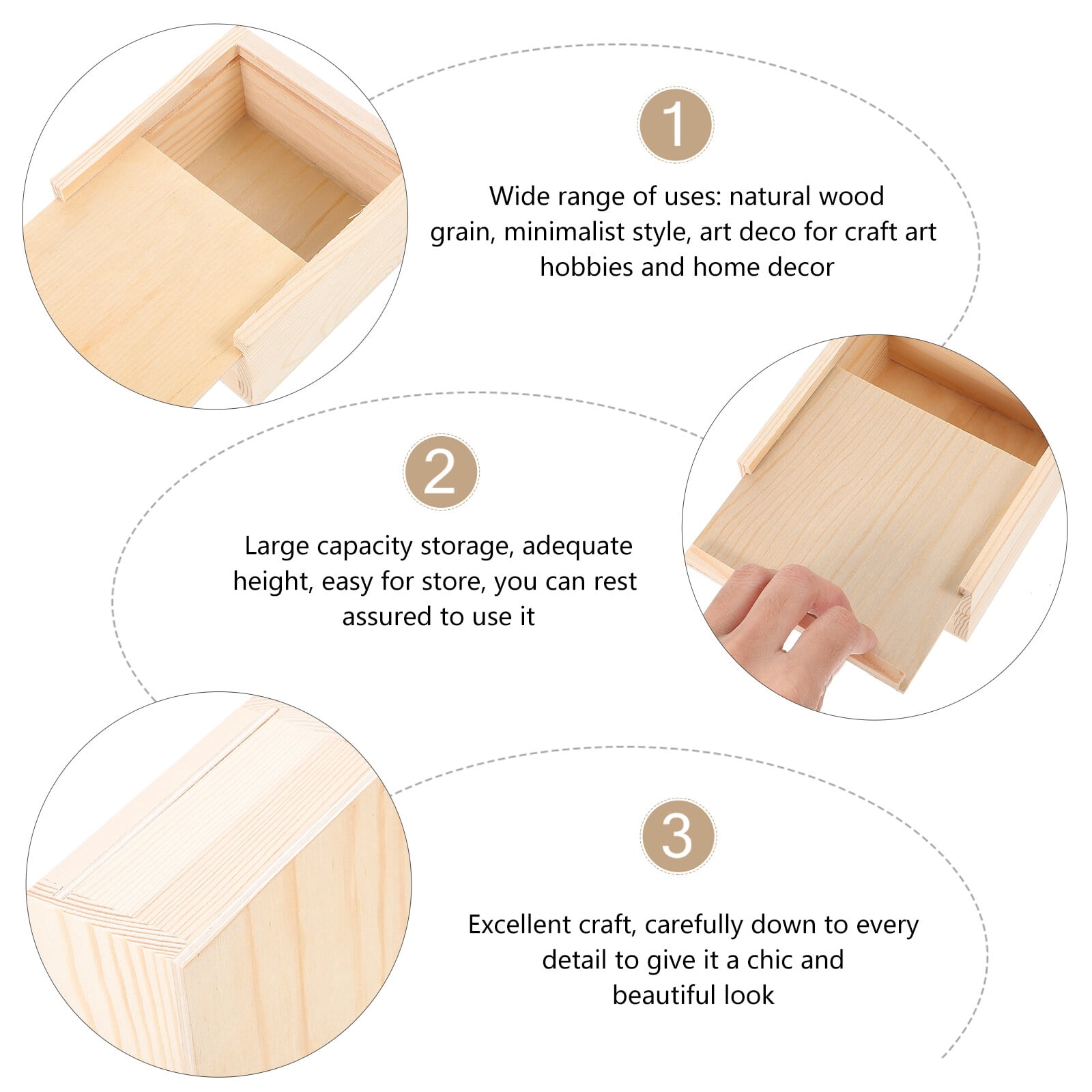 Wooden boxes 3pcs Wooden Box Wooden Tool Box Photo Storage Box Jewelry Sliding-lid Wooden Box