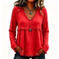 thumbnail image 4 of Women Long Sleeve Fringe Tops Western Outfit V Tops Neck Tops Oversized Shirts Flowy Tops Summer Work Top Cute Long Sleeve Tops Cute Tops Fall Outfits Layering Tops Lightweight Top, 4 of 5