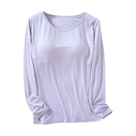 

HHei_K Women s Solid Color Chest Pad Cup One Yoga Bottom Shirt Women s UnderwearTop