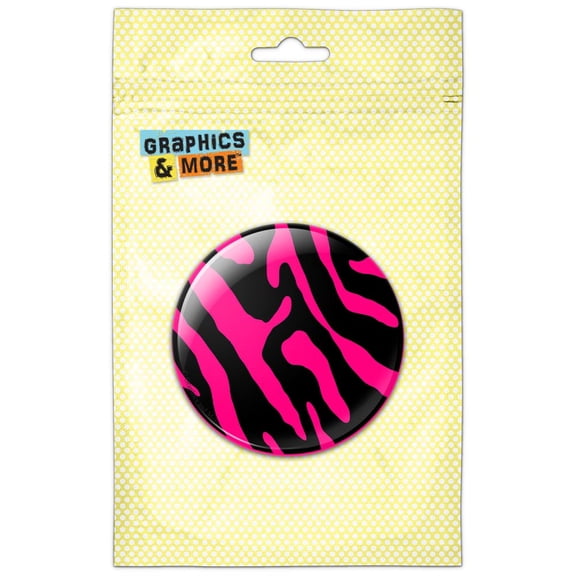 Zebra Print Black Hot Pink Pinback Button Pin Badge