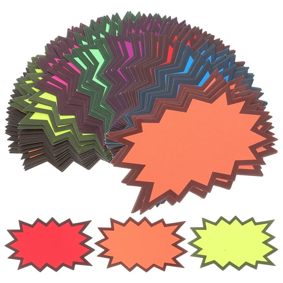 GOOHOCHY 80 Pcs Burst Signs Vision Board Supplies Neon Yard Garages Sale Sign Retail Prices Sale Tags Poster Bulletin Board Decorations Fluorescent Burst Paper Signs