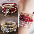thumbnail image 4 of CNKOO 4pcs Bohemian Stackable Bead Bracelets for Women Multicolor Stretch Beaded Bracelets Layered Bead Adjustable Bracelet, 4 of 5