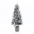 thumbnail image 1 of LuxenHome WHAP1647 5.6 ft. Pre-Lit LED Artificial Slim Fir Christmas Tree with Pot, 1 of 1