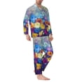 thumbnail image 2 of Naloa Spring Flower Seasonal Men’s Pajamas Set - Long Sleeve Button Down Sleep Shirt and Pajama Bottoms Sleepwear Set-Large, 2 of 7