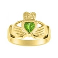 thumbnail image 1 of RYLOS Rings Gold Plated Silver Claddah Love, Loyalty & Friendship Heart 6MM Gem Irish Wedding Band Claddagh Rings August Peridot Jewelry Size 6, 1 of 7