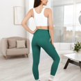 thumbnail image 2 of High Waist 7/8 Length Seamless Yoga Leggings with Stretchy Fit- Medium, Green, 2 of 4