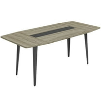 Yardi Yarda 6 Feet Conference Table, Modern Boat Shaped Meeting Table, Table for Indoor, Gray