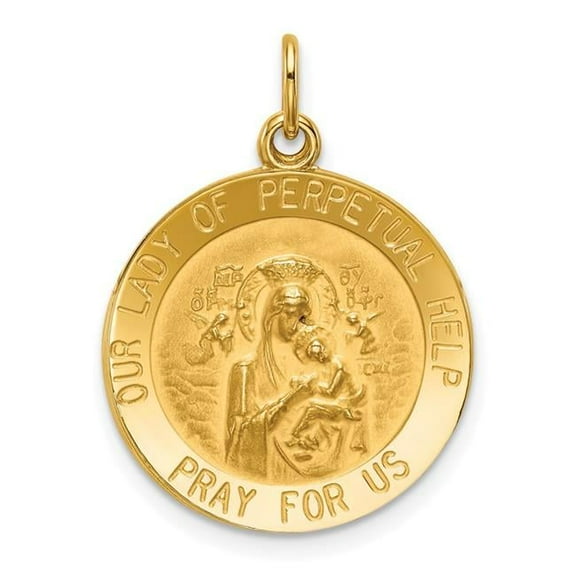 Finest Gold 14K Yellow Gold Our Lady of Perpetual Help Medal Pendant