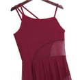 thumbnail image 6 of TiaoBug Womens Mesh SleevelessLyrical Dance Leotard Dress Gymnastics Dancewear Costume Burgundy L, 6 of 7