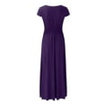 thumbnail image 7 of XVJRHAK Women's Deep V Neck Short Sleeve Long Dresses Pleated High Waist Slit Club Party Evening Maxi Dress (Purple,XL), 7 of 7