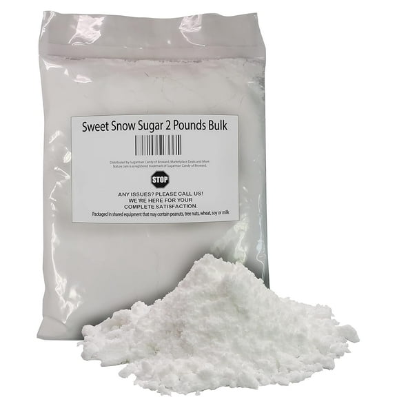 Naturejam No Melt Sweet Snow Sugar Powder 2 Pounds Bulk Bag for Doughnuts and Pastries-White Sugar