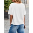 thumbnail image 5 of ZANKLEY Womens Summer V Neck Oversized T Shirt Casual Short Sleeve Loose Fit Flowy Basic Top, 5 of 12