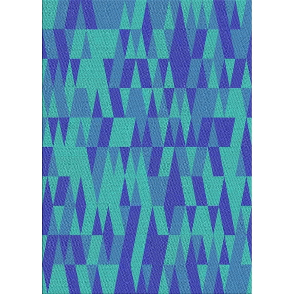 Ahgly Company Machine Washable Indoor Rectangle Transitional Bright Turquoise Blue Area Rugs, 2' x 3'