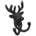 thumbnail image 3 of Cast Iron Deer Head Wall Hook for Hanging Coat 1Set Vintage Rustic Design, 3 of 5