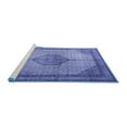 thumbnail image 2 of Ahgly Company Machine Washable Indoor Round Medallion Blue Traditional Area Rugs, 5' Round, 2 of 4