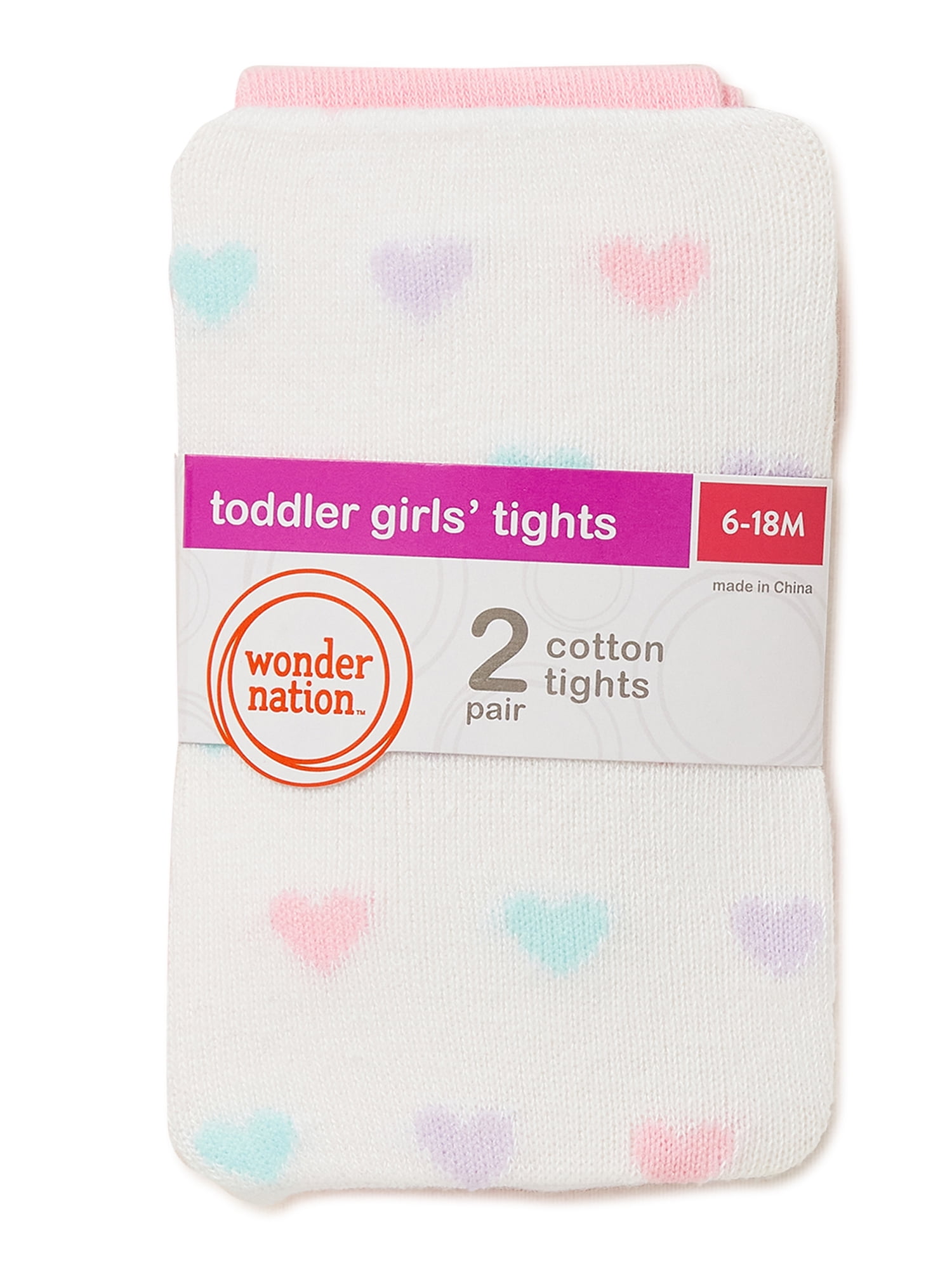 Wonder Nation Baby and Toddler Girls Heart Tights, 2Pack