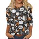 thumbnail image 1 of Camiseta de Halloween de manga 3/4 para mujer: camiseta informal con estampado espeluznante de calabaza, murciélago y telaraña, 1 of 5