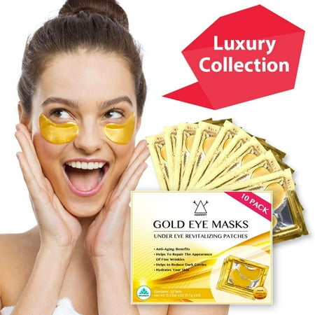 Hawwwy 24k Gold Eye Masks Collagen Under Eye Patches, Under Eye Pads for Puffy Eyes & Dark Circles Best Gel Pads Removes Puffiness Undereye Anti Aging Wrinkle Treatment 24k gold mask (Best Eye Cream For Bags And Dark Circles 2019)