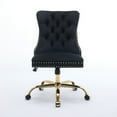 thumbnail image 2 of A&A Furniture Office Chair,Modern Velvet Upholstered Tufted Button Home Office Chair with Golden Metal Base,Adjustable Desk Chair Swivel Office Chair (Black), 2 of 19