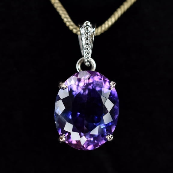 Natural Oval Pendant Purple Tanzanite 925 Sterling Silver 28 Ct Gems CERTIFIED