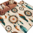 thumbnail image 2 of 6'x9' Area Rugs, Geometric Feathers Indoor Outdoor Area Rug for Living Room Bedroom, Boho Ethnic Retro Country Motifs Washable Bathroom Rugs Kitchen Floor Carpet Mats Home Decor Aesthetic, 2 of 8