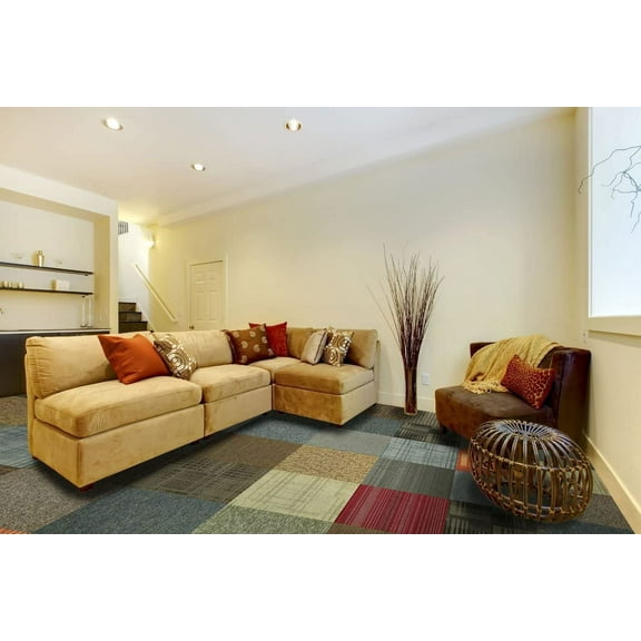 Assorted Carpet Tile 24"x 24" 12 per Box, 48sqft Peel and Stick