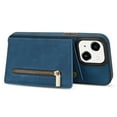 thumbnail image 3 of SaniMore for iPhone 14 Plus 6.7" 2022 Back Case with Zipper Card Pokcet Flip Wallet/Kickstand Shock Absorption Anti-fall Retro PU Leather Wear-resistant Shell For iPhone 14 Plus, Blue, 3 of 9
