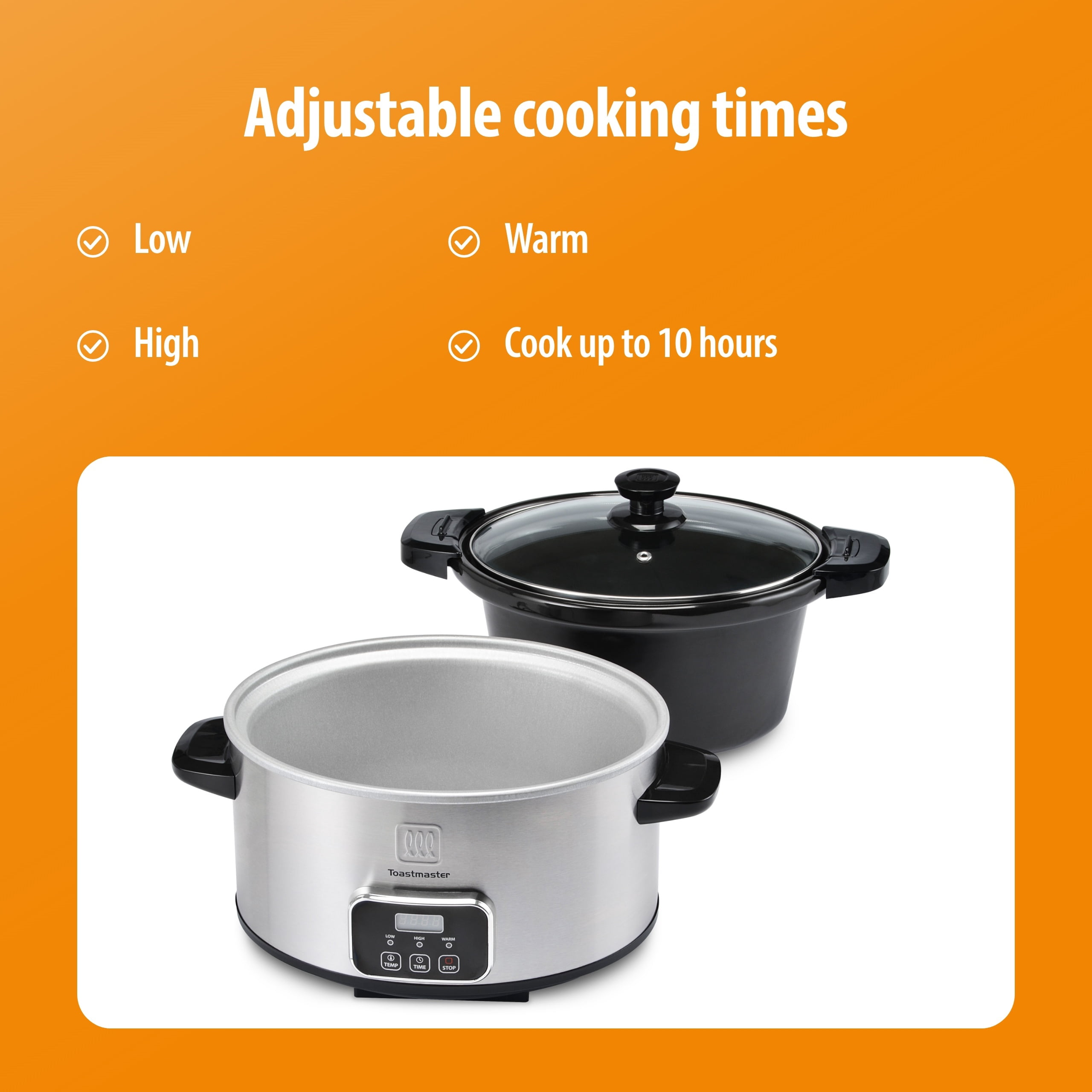 Toastmaster 4-Quart Digital Slow Cooker with Locking Lid, Stainless Steel