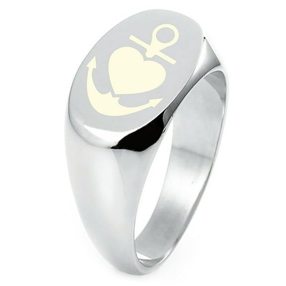 Sterling Silver Anchor of My Heart Engraved Oval Flat Top Polished Ring