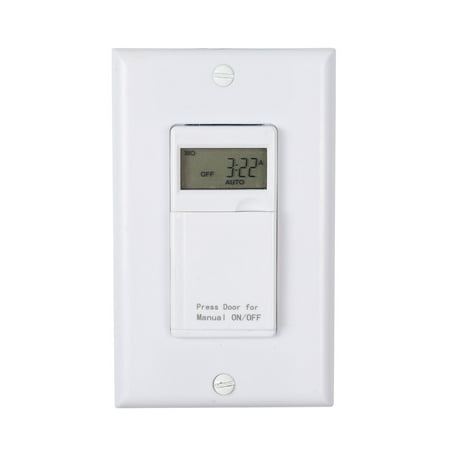 Century 7 Day Programmable In-Wall Timer Switch Digital for Fans, Lights, Motors, Single Pole or 3