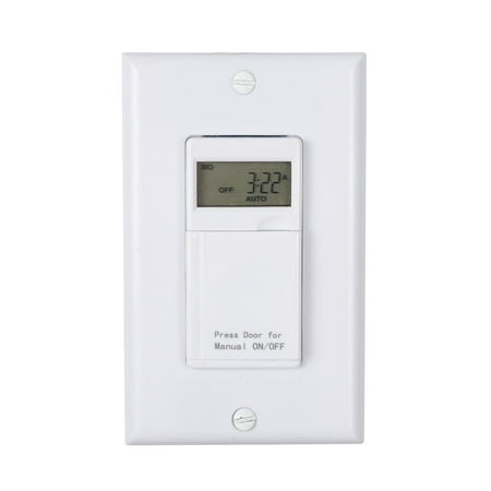 Range Fan Switch - Century 7 Day Programmable In-Wall Timer Switch Digital for Fans, Lights, Motors, Single Pole or 3 Way