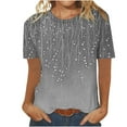thumbnail image 1 of Blusas para las Mujeres Casual Impreso Cuello Redondo Manga Corta Camiseta Top, Tops Cortos para las Mujeres Primavera Verano, 1 of 8